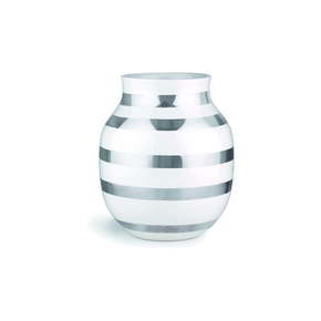 Bela keramična vaza z detajli v srebrni barvi Kähler Design Omaggio