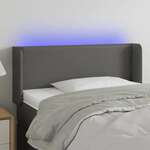 vidaXL LED posteljno vzglavje sivo 93x16x78/88 cm umetno usnje