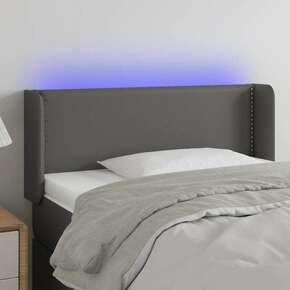 VidaXL LED posteljno vzglavje sivo 93x16x78/88 cm umetno usnje