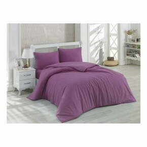 Vijolična bombažna posteljnina za zakonsko posteljo z rjuho Plum