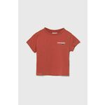 Otroška bombažna kratka majica Lacoste bordo barva - bordo. Otroške kratka majica iz kolekcije Lacoste, izdelana iz tanke, elastične pletenine. Model iz zračne bombažne tkanine.