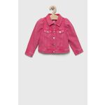 Otroška jeans jakna GAP roza barva - roza. Otroški jakna iz kolekcije GAP. Prehoden model, izdelan iz iz jeansa. Model iz izjemno udobne tkanine z visoko vsebnostjo bombaža.