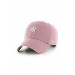 Bombažna bejzbolska kapa 47 brand MLB New York Yankees roza barva, B-BSRNR17GWS-QC - roza. Kapa s šiltom vrste baseball iz kolekcije 47 brand. Model izdelan iz tkanine z nalepko.