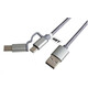 iGET G2V1 Kabel USB 2v1, 1 m, srebrn, microUSB in USB-C, podaljšani konci