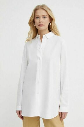 Lanena srajca Armani Exchange bela barva