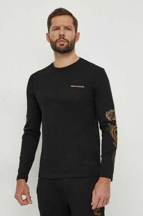 Bombažna majica z dolgimi rokavi Armani Exchange črna barva - črna. Majica z dolgimi rokavi iz kolekcije Armani Exchange. Model izdelan iz tanke