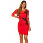 Amiatex Ženska obleka 74290, rdeča, 12