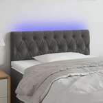Greatstore LED posteljno vzglavje temno sivo 90x7x78/88 cm žamet