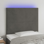 Vidaxl LED posteljno vzglavje temno sivo 80x5x118/128 cm žamet