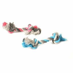 Duvo+ Zvita žvečilna vrv z 2 vozloma modra/roza 12cm