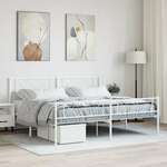 Greatstore Kovinski posteljni okvir z vzglavjem in vznožjem bel 193x203 cm
