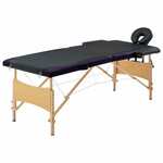 Zložljiva masažna miza 2-conska les črna