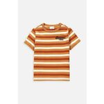 Otroška bombažna kratka majica Coccodrillo rjava barva - rjava. Otroške kratka majica iz kolekcije Coccodrillo. Model izdelan iz tanke, rahlo elastične pletenine.