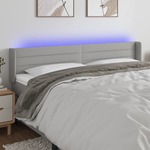vidaXL LED posteljno vzglavje svetlo sivo 183x16x78/88 cm blago