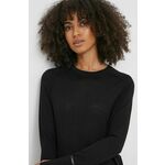 Volnen pulover Calvin Klein ženski, črna barva - črna. Pulover iz kolekcije Calvin Klein. Model izdelan iz merino volne, ki je lahka in ima visoke termoregulacijske lastnosti. Material z optimalno elastičnostjo zagotavlja popolno svobodo gibanja.