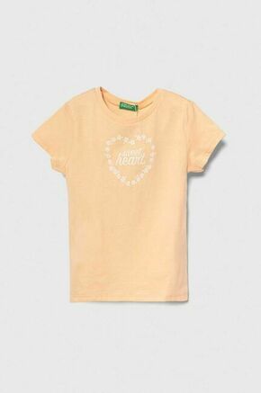Otroška bombažna kratka majica United Colors of Benetton oranžna barva - oranžna. Otroške kratka majica iz kolekcije United Colors of Benetton. Model izdelan iz tanke