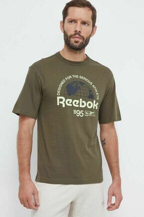 Bombažna kratka majica Reebok zelena barva - zelena. Kratka majica iz kolekcije Reebok