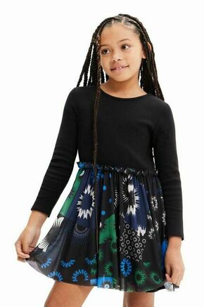 Otroška obleka Desigual črna barva - črna. Obleka iz kolekcije Desigual. Nabran model