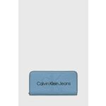Denarnica Calvin Klein Jeans ženski, črna barva - modra. Velika denarnica iz kolekcije Calvin Klein Jeans. Model izdelan iz ekološkega usnja.