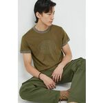 Bombažna kratka majica G-Star Raw moški, zelena barva - zelena. Kratka majica iz kolekcije G-Star Raw, izdelana iz pletenine s potiskom. Model iz zračne bombažne tkanine.