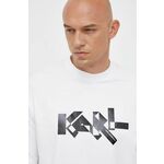 Kratka majica Karl Lagerfeld moški, bela barva - bela. Kratka majica iz kolekcije Karl Lagerfeld, izdelana iz elastične pletenine. Model iz zračne tkanine z visoko vsebnostjo bombaža.