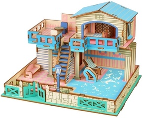 Lesena 3D puzzle vila Woodcraft na otoku Lembongon
