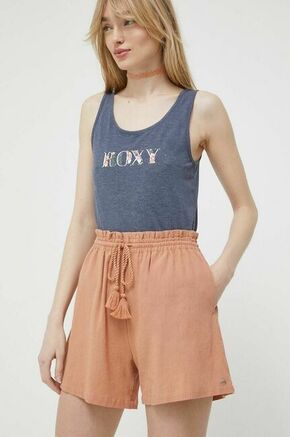 Bombažne kratke hlače Roxy oranžna barva - oranžna. Kratke hlače iz kolekcije Roxy. Model izdelan iz enobarvnega materiala. Izjemno udoben material