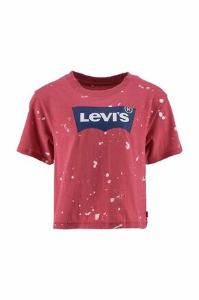 Otroška bombažna kratka majica Levi's rdeča barva - rdeča. Otroški kratka majica iz kolekcije Levi's. Model izdelan iz tanke
