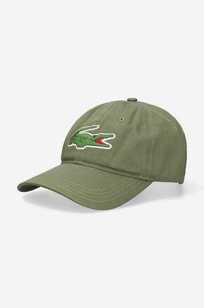 Kapa s šiltom Lacoste bela barva - zelena. Kapa s šiltom vrste baseball iz kolekcije Lacoste. Model izdelan iz tkanine z nalepko.