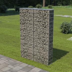 VidaXL Gabionska stena s pokrovi iz pocinkanega jekla 100x20x150 cm