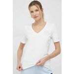 Kratka majica Tommy Hilfiger ženski, bela barva - bela. Kratka majica iz kolekcije Tommy Hilfiger. Model izdelan iz tanke, elastične pletenine.
