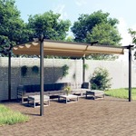 vidaXL Vrtni paviljon z zložljivo streho 4x3 m taupe