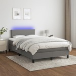shumee Box spring postelja z vzmetnico LED temno siva 120x200 cm blago
