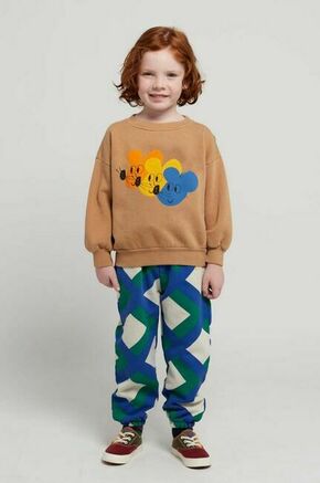 Otroški bombažen pulover Bobo Choses rjava barva - rjava. Otroški pulover iz kolekcije Bobo Choses. Model izdelan iz pletenine s potiskom.