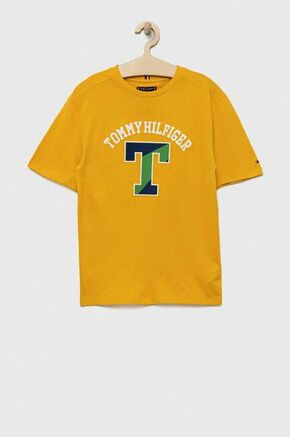 Otroška bombažna kratka majica Tommy Hilfiger rumena barva - rumena. Lahkotna kratka majica iz kolekcije Tommy Hilfiger