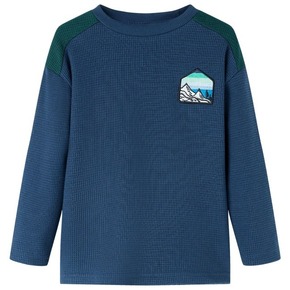 VidaXL Otroški pulover potisk pokrajine mornarsko modra 92