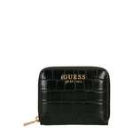Denarnica Guess ženski, črna barva - črna. Srednje velika denarnica iz kolekcije Guess. Model izdelan iz ekološkega usnja.