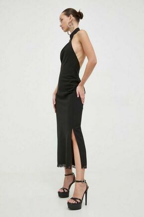 Obleka Moschino Jeans črna barva - črna. Obleka iz kolekcije Moschino Jeans. Model izdelan iz enobarvne tkanine. Lahkoten elastičen material zagotavlja popolno svobodo gibanja.