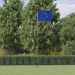 Vidaxl Zastava Evrope in drog 5,55 m aluminij