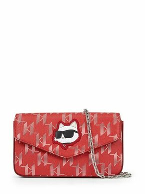 Torbica Karl Lagerfeld rdeča barva - rdeča. Majhna torbica iz kolekcije Karl Lagerfeld. Model na zapenjanje