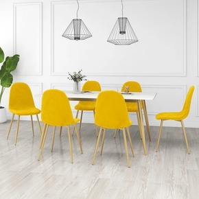 Jedilni stoli 6 kosov gorčično rumen žamet