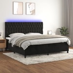 Box spring postelja z vzmetnico LED črna 200x200 cm žamet - vidaXL - črna - 94,08 - 200 x 200 cm - vidaXL