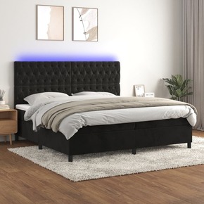 Box spring postelja z vzmetnico LED črna 200x200 cm žamet - vidaXL - črna - 94