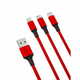 XO Kabel NB173 3in1 USB - Lightning + USB-C + microUSB 1,2 m rdeč