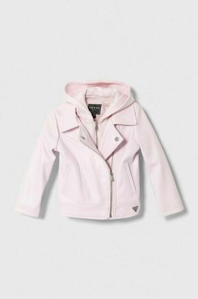 Otroška jakna Guess roza barva - roza. Otroški jakna iz kolekcije Guess. Prehoden model