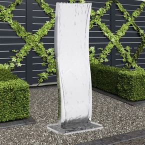 VidaXL Vrtna fontana s črpalko nerjaveče jeklo 130 cm zaobljena
