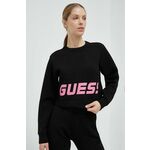Pulover Guess ženska, črna barva - črna. Pulover iz kolekcije Guess, izdelan iz pletenine s potiskom. Model iz izjemno udobne tkanine z visoko vsebnostjo viskoze.