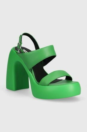 Usnjeni sandali Karl Lagerfeld ASTRAGON HI zelena barva