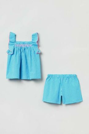 Otroška bombažna pižama OVS turkizna barva - turkizna. Otroški pižama iz kolekcije OVS. Model izdelan iz vzorčaste pletenine.