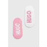 Nogavice HUGO 2-pack ženski, roza barva - roza. Nogavice iz kolekcije HUGO. Model izdelan iz elastičnega materiala. V kompletu sta dva para.